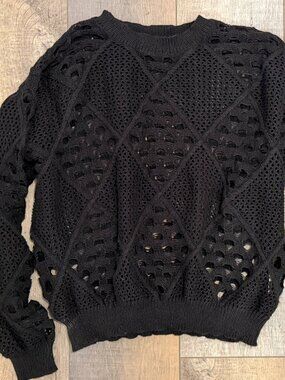 Alternative Grunge Black Knit Sweater Womens XL